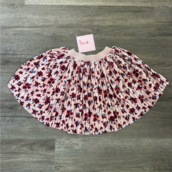 Pippa & Julie Girl's Pink With Red Floral Print‎ Pleated Velour Skirt Size 5T - Picture 3 of 9